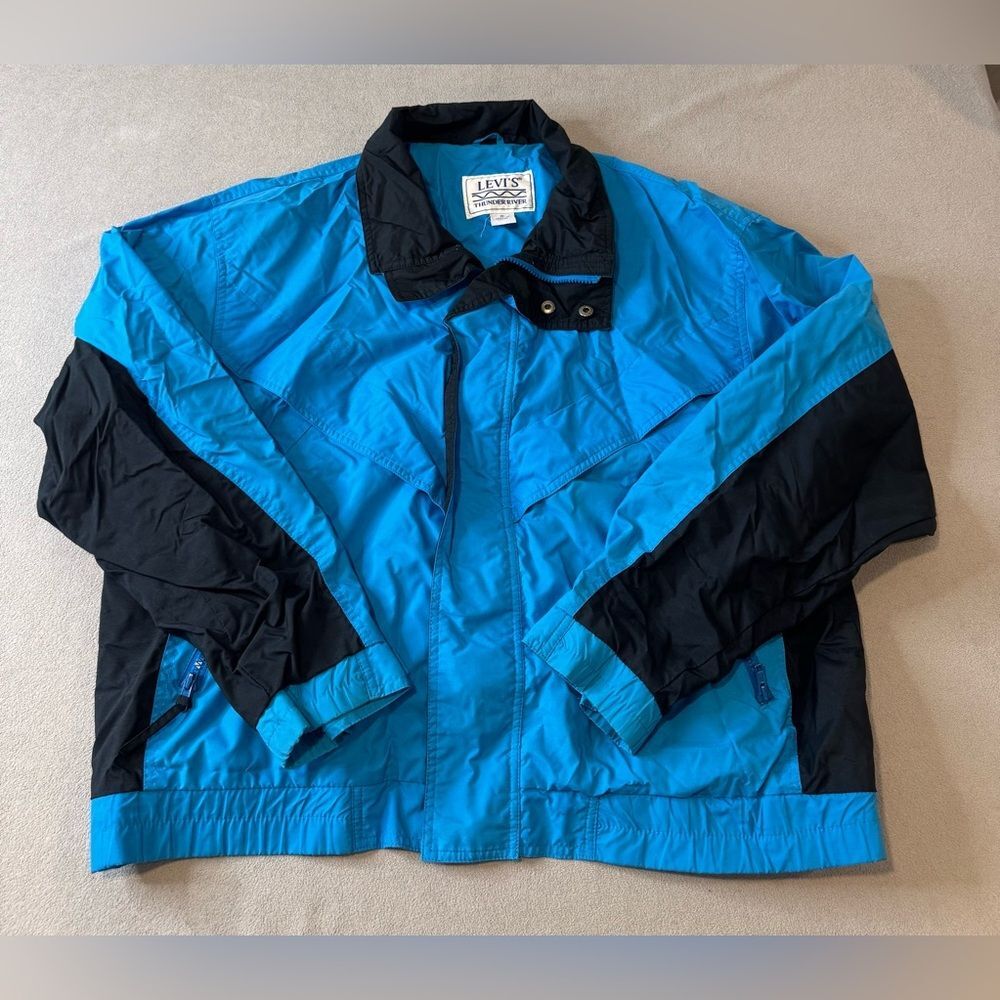 Vintage Levis Jacket Wind Breaker Track Thunder River Blue Black Size L